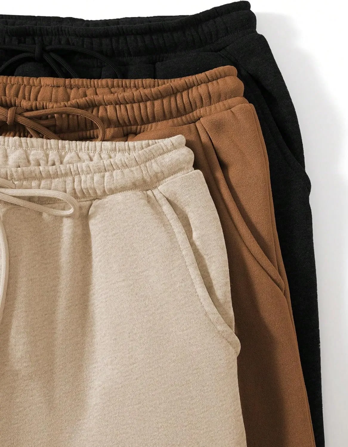 Floerns Women's 3 Piece Solid Drawstring Waist Slant Pocket Jogger Sweatpants