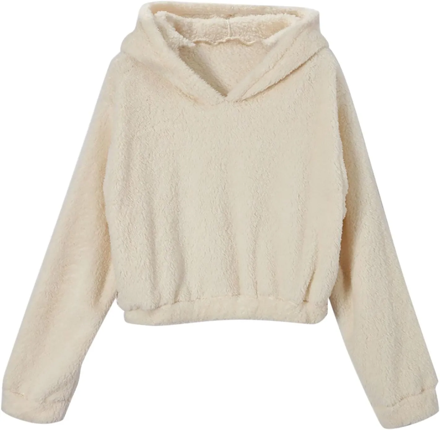 Fluffy Pajamas for Women Set Winter Flannel Lounge Set Sweatsuit 2 Piece Soft Pjs Fleece Crop Top and Pants Sleepwear