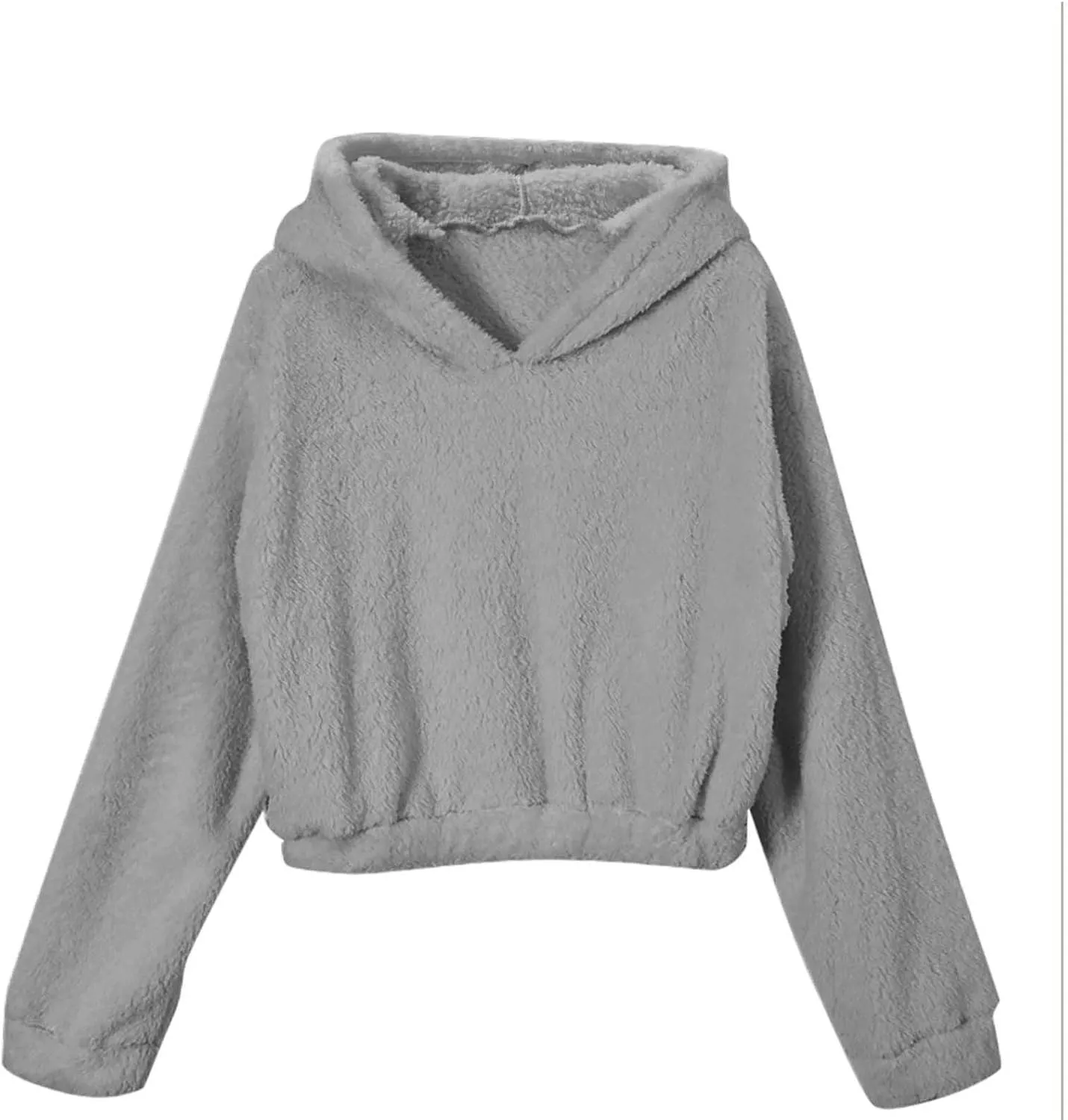 Fluffy Pajamas for Women Set Winter Flannel Lounge Set Sweatsuit 2 Piece Soft Pjs Fleece Crop Top and Pants Sleepwear