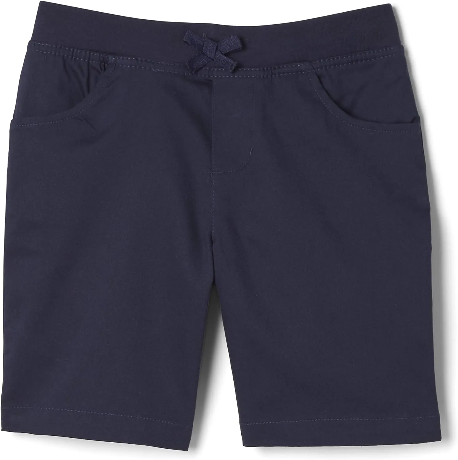 French Toast Girls Pull On Stretch Tie Front Twill Short with Knit Waistband
