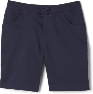 French Toast Girls Pull On Stretch Tie Front Twill Short with Knit Waistband