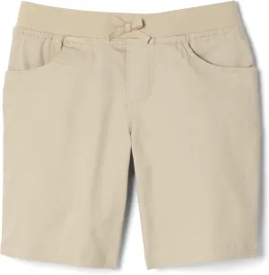 French Toast Girls Pull On Stretch Tie Front Twill Short with Knit Waistband