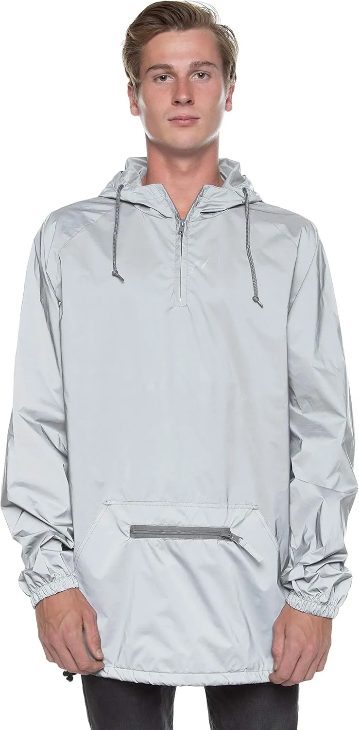 Fully Reflective Jacket, Water-Resistant 1/4 Zip Anorak - Rain Jackets for Men & Women, Lightweight Windbreaker