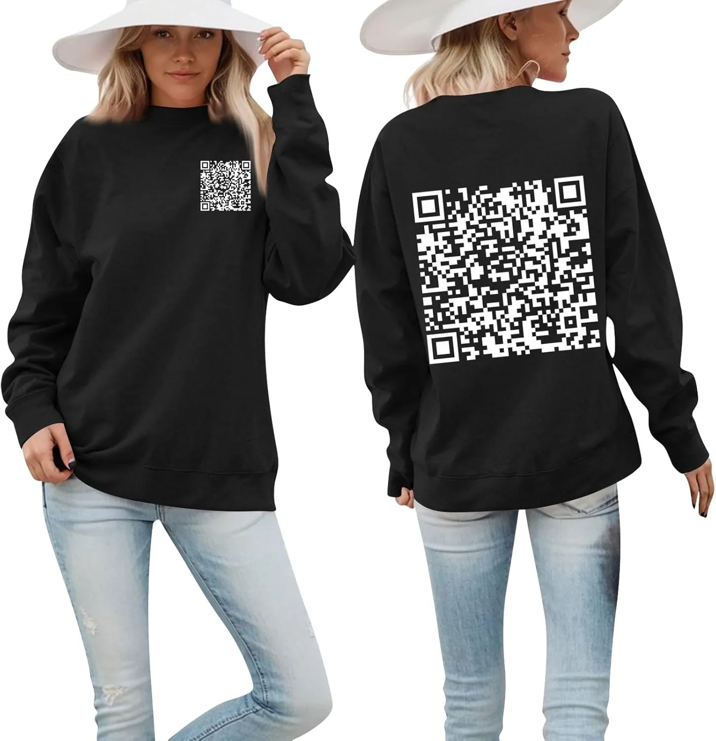 Funny Fu Qr Code Hoodies For Women Fuck You Qr Code Sweatshirts For Men Humor Unisex Hoodies Hidden Message Shirts