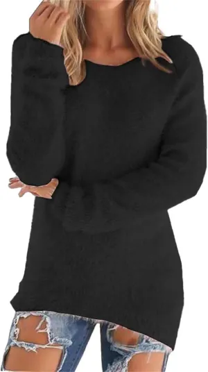 Fuzzy Sweater for Women Fashionable Long Sleeve Pullovers Loose Fluffy Crewneck Sweatshirts Cute Winter Warm Fuzzy