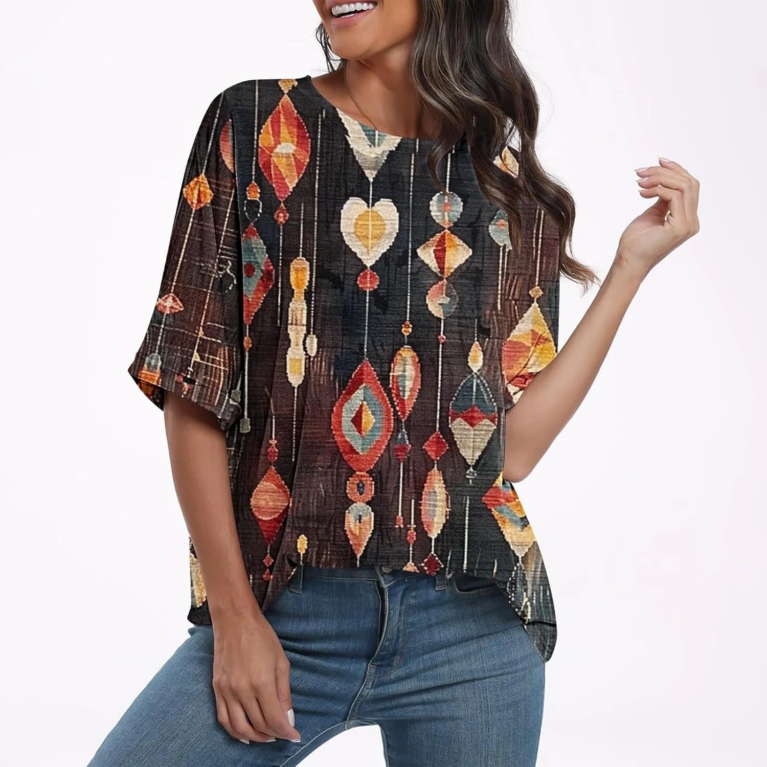 Generic 2024 Oversized T Shirts Womens Striped Shirts Casual Loose Fit Short Sleeve Crewneck Summer Tunic Tops Plus Size Tees