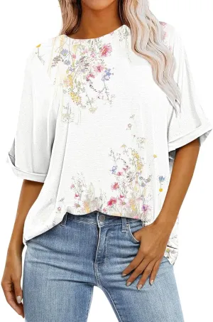 Generic 2024 Oversized T Shirts Womens Striped Shirts Casual Loose Fit Short Sleeve Crewneck Summer Tunic Tops Plus Size Tees