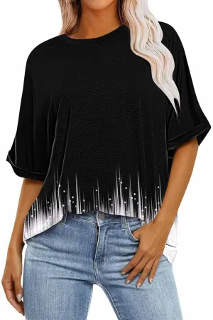 Generic 2024 Oversized T Shirts Womens Striped Shirts Casual Loose Fit Short Sleeve Crewneck Summer Tunic Tops Plus Size Tees