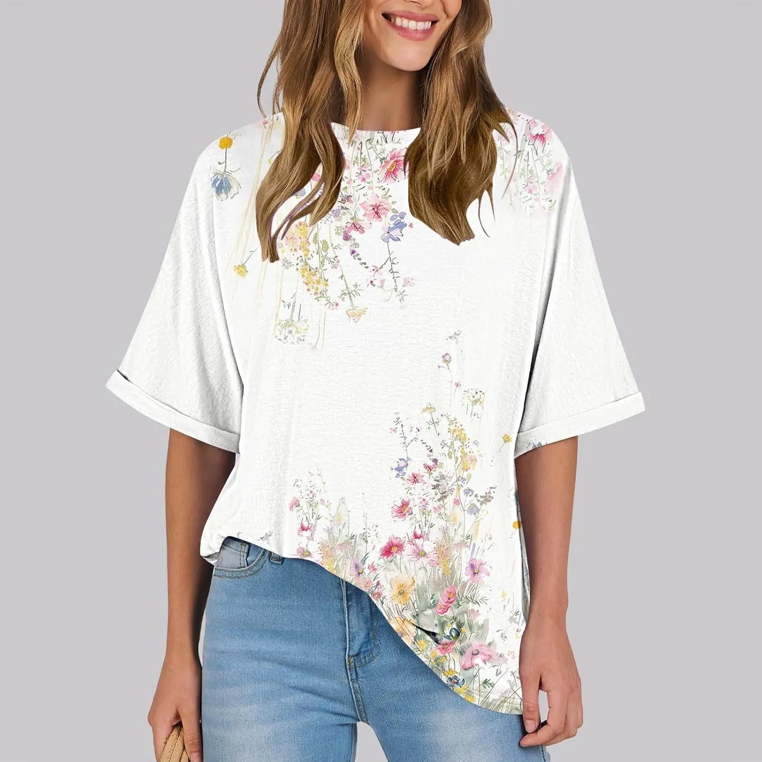 Generic 2024 Oversized T Shirts Womens Striped Shirts Casual Loose Fit Short Sleeve Crewneck Summer Tunic Tops Plus Size Tees