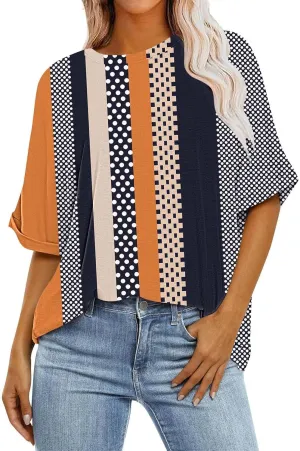 Generic 2024 Oversized T Shirts Womens Striped Shirts Casual Loose Fit Short Sleeve Crewneck Summer Tunic Tops Plus Size Tees