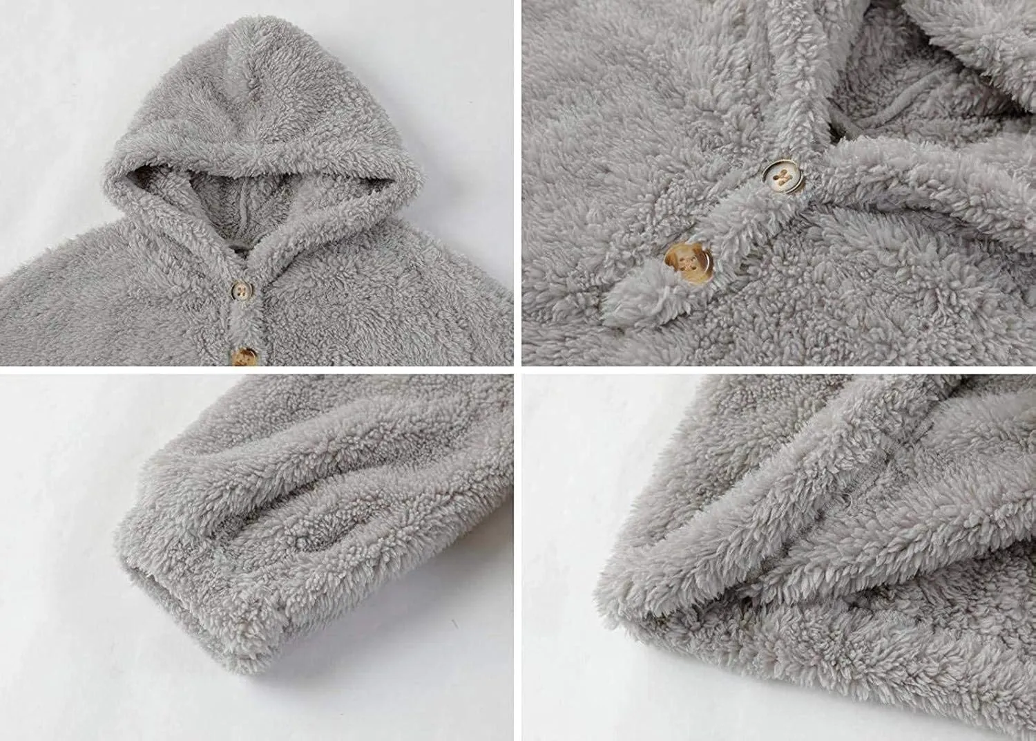 Girl's Fuzzy Hoodies Long Sleeve Warm Loose Button Pullover Oversized Sherpa Jacket Coat Crop Tops Winter Clothes