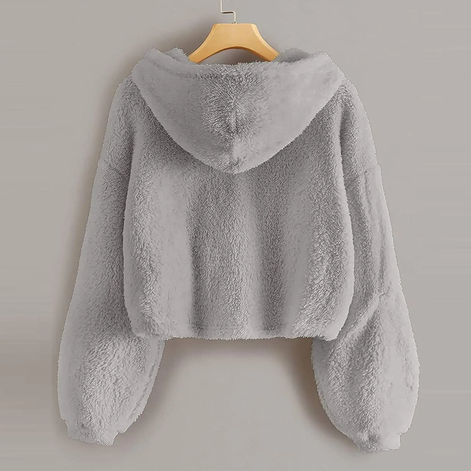 Girl's Fuzzy Hoodies Long Sleeve Warm Loose Button Pullover Oversized Sherpa Jacket Coat Crop Tops Winter Clothes