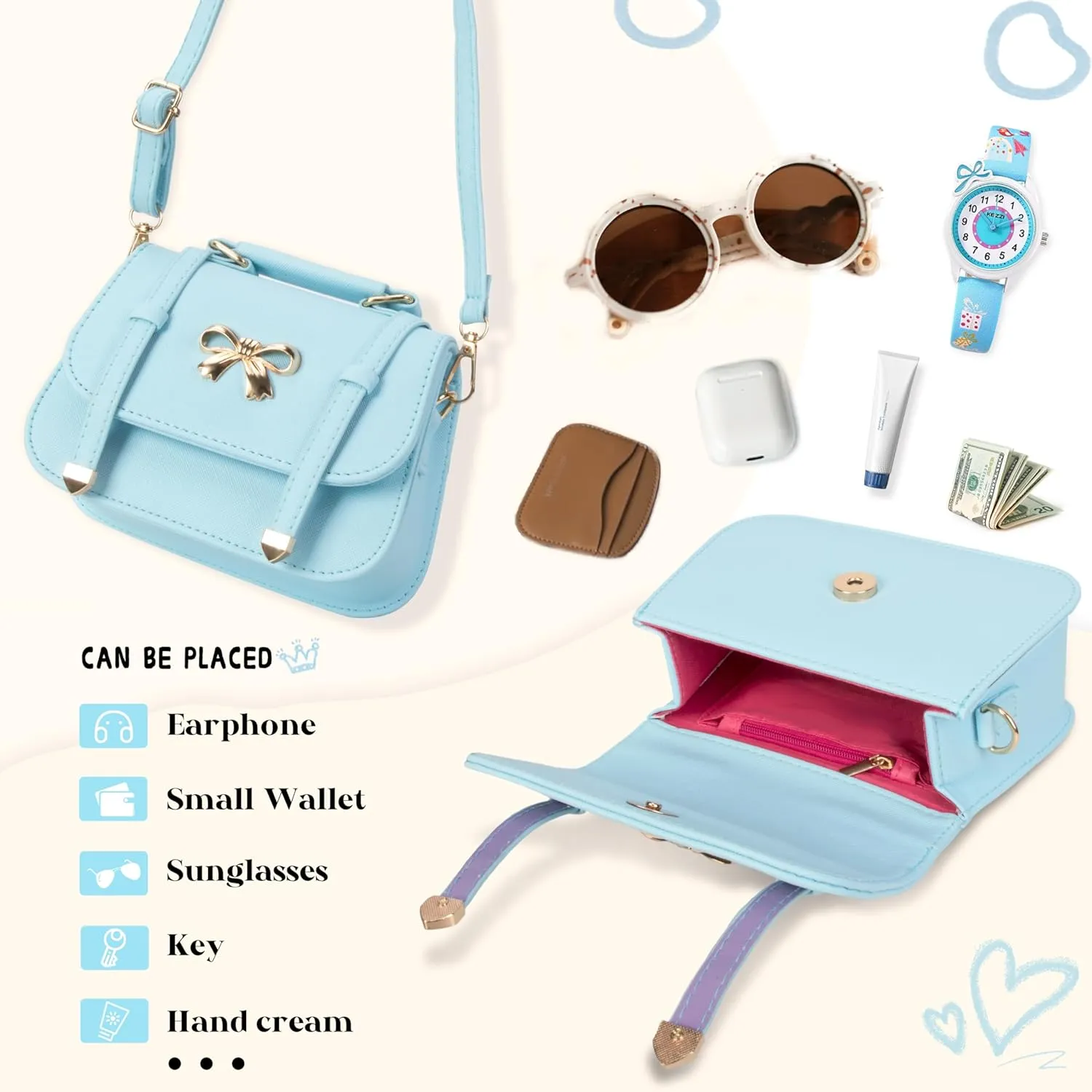 Girls Purse for Kids Crossbody Cute Princess Handbags Shoulder Bag for Toddler Little Girl Gifts