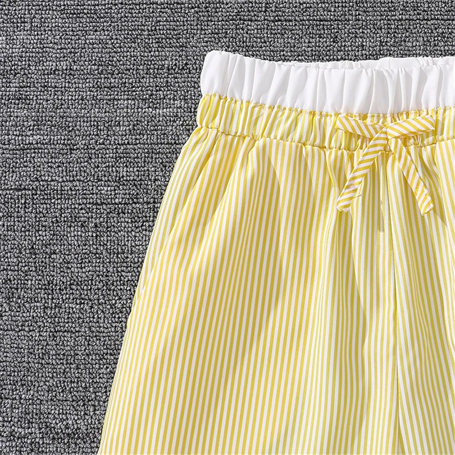 Girls Wide Leg Pants Linen with Pockets Flowy High Waisted Loose Trousers Casual for Kids 6-12Y