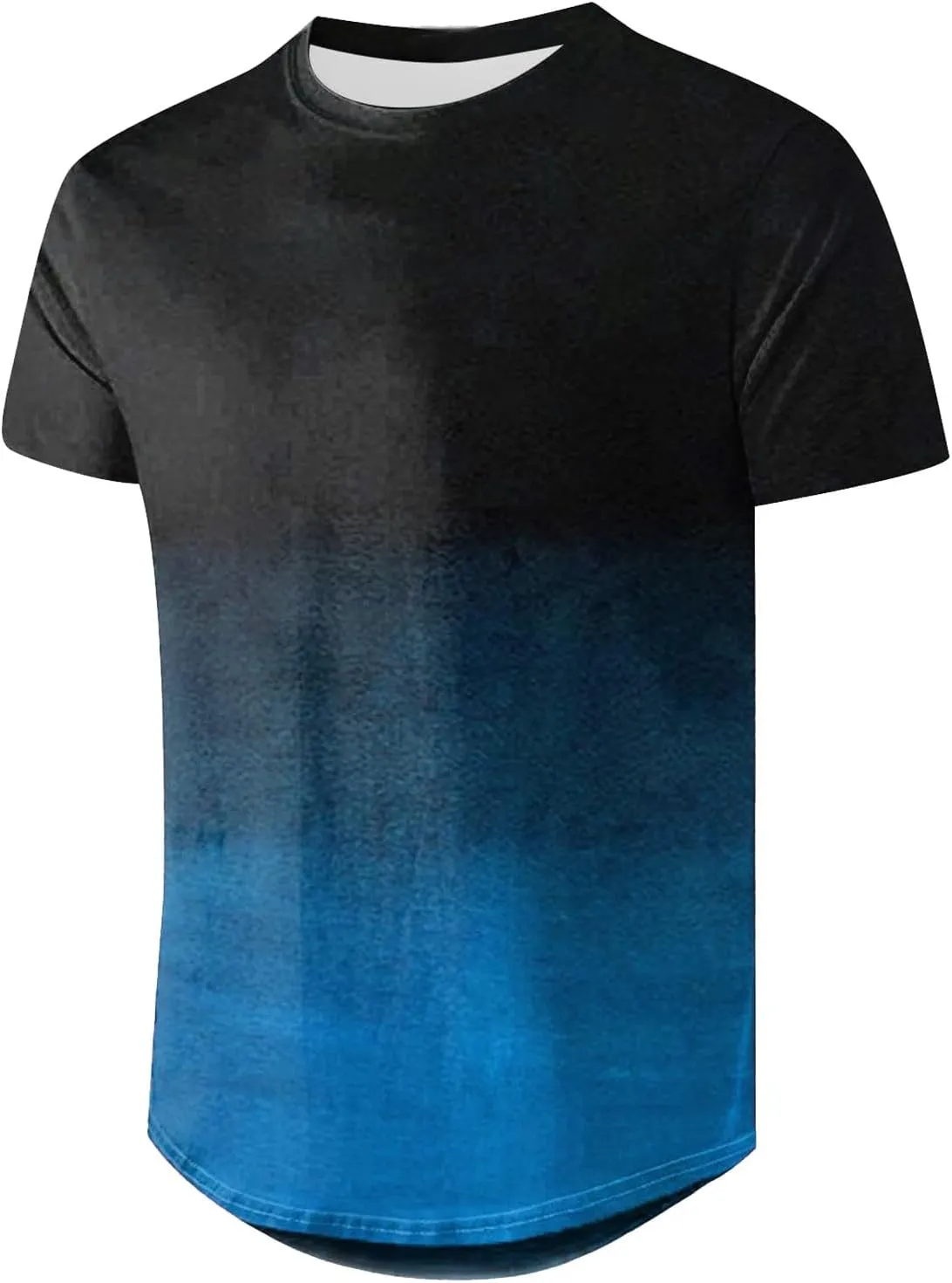 Gradient Color T-Shirts for Men Short Sleeve Dry Fit Crewneck Pullover Gym Sprot Workout Casual Slim Shirts
