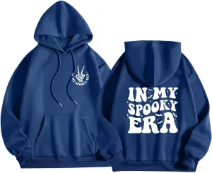 Halloween Hoodies for Teen Girls Spooky Season Letter Print Cute Halloween Sweatshirt Casual Trendy Halloween Clothes