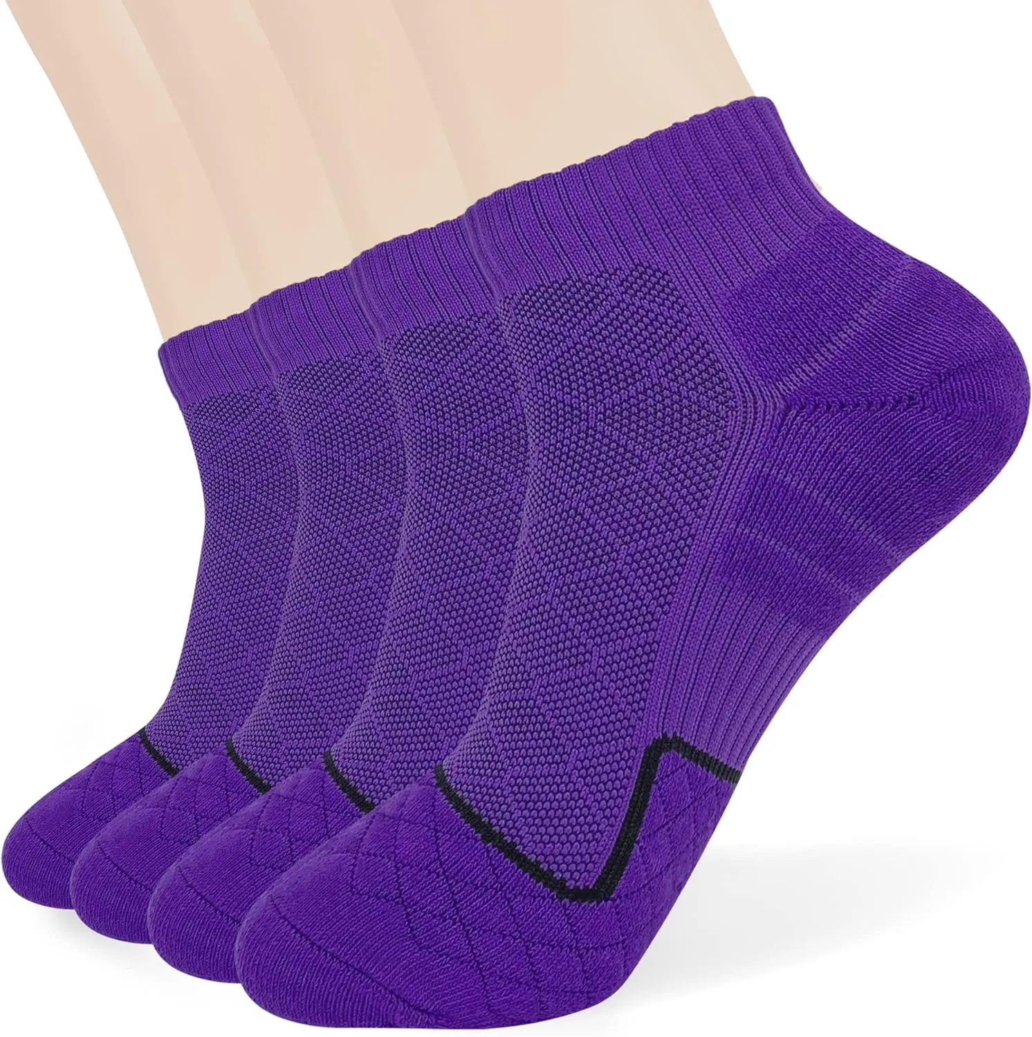 HaloYIYI Men's & Women's Training Sweat Wicking Tech Cushioned Athletic Ankle Socks 4 Pack