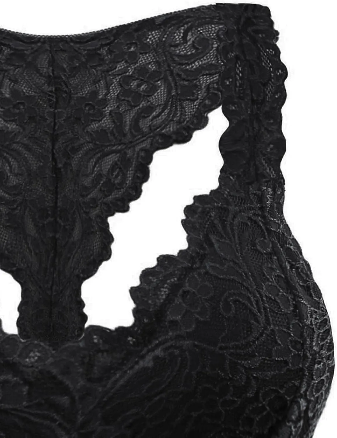 HGps8w Women's Plus Size Lace Bra Removable Padded Sexy Racerback Breathable Bralette Plus Size Sports Bras