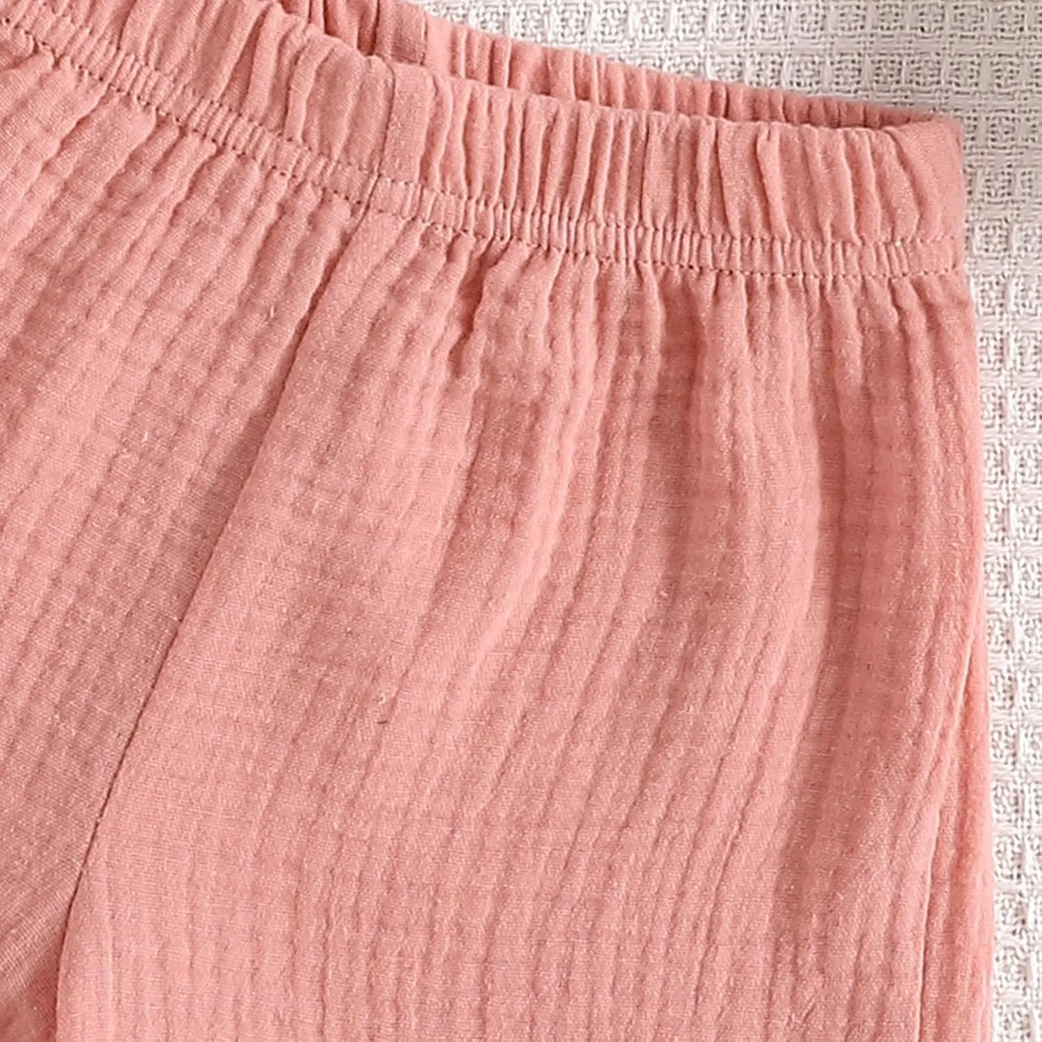 Hoanselay Toddler Baby Girl Summer 2Pcs Outfit Sleeveless Crop Top and Cotton Linen Pants Shorts Set Solid Color Clothes