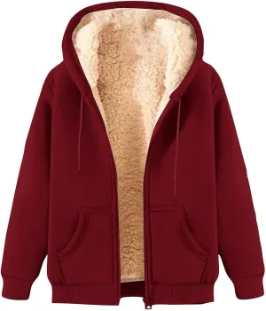 Hoodies for Men Heavyweight Fleece Sweatshirt - Full Zip Up Thick Sherpa Lined Winter Jackets with Pockets