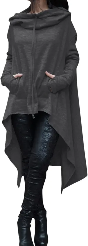 Hoodies for Women Trendy Cowl Neck Hi-Low Hem Sweatshirts Casual Long Sleeve Asymmetric Long Fall Hoodie with Pockets