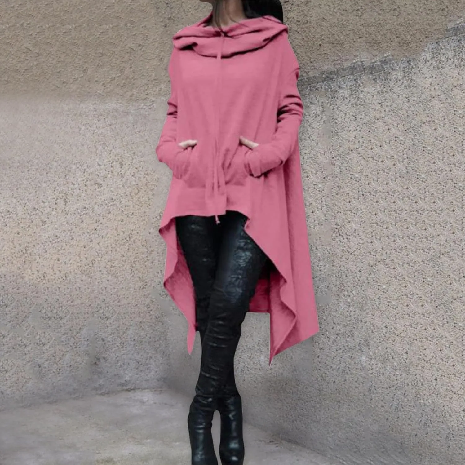 Hoodies for Women Trendy Cowl Neck Hi-Low Hem Sweatshirts Casual Long Sleeve Asymmetric Long Fall Hoodie with Pockets