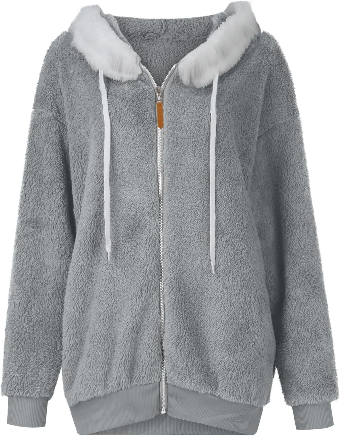 HXHYQKP Womens Fleece Zip Up Jacket Winter Coats Plus Size Jacket Hoodies Plush Warm Fuzzy Coat with Pockets