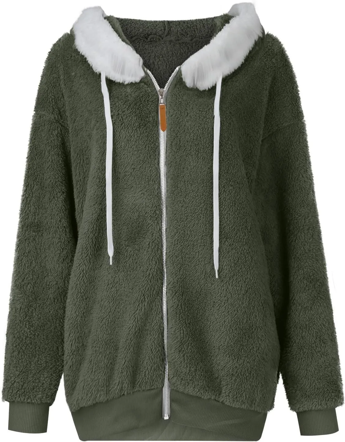 HXHYQKP Womens Fleece Zip Up Jacket Winter Coats Plus Size Jacket Hoodies Plush Warm Fuzzy Coat with Pockets