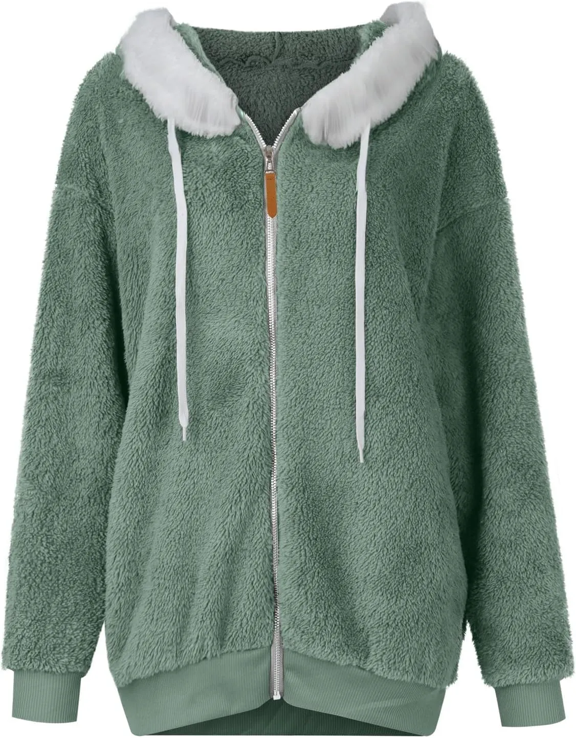 HXHYQKP Womens Fleece Zip Up Jacket Winter Coats Plus Size Jacket Hoodies Plush Warm Fuzzy Coat with Pockets