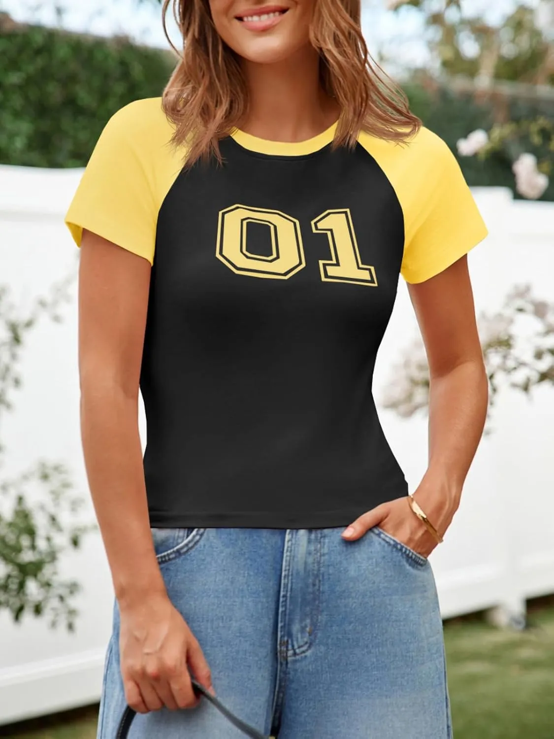 Imily Bela Womens Graphic T Shirt Y2k Baby Tees Summer Letter Print Casual Short Sleeve Slim Fit Crop Tops