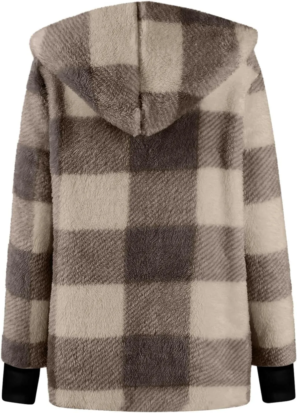 Jacket Women Fuzzy Fleece Oversized Open Front Hooded Cardigan Warm Fluffy Sweaters Winter Coats with Pockets