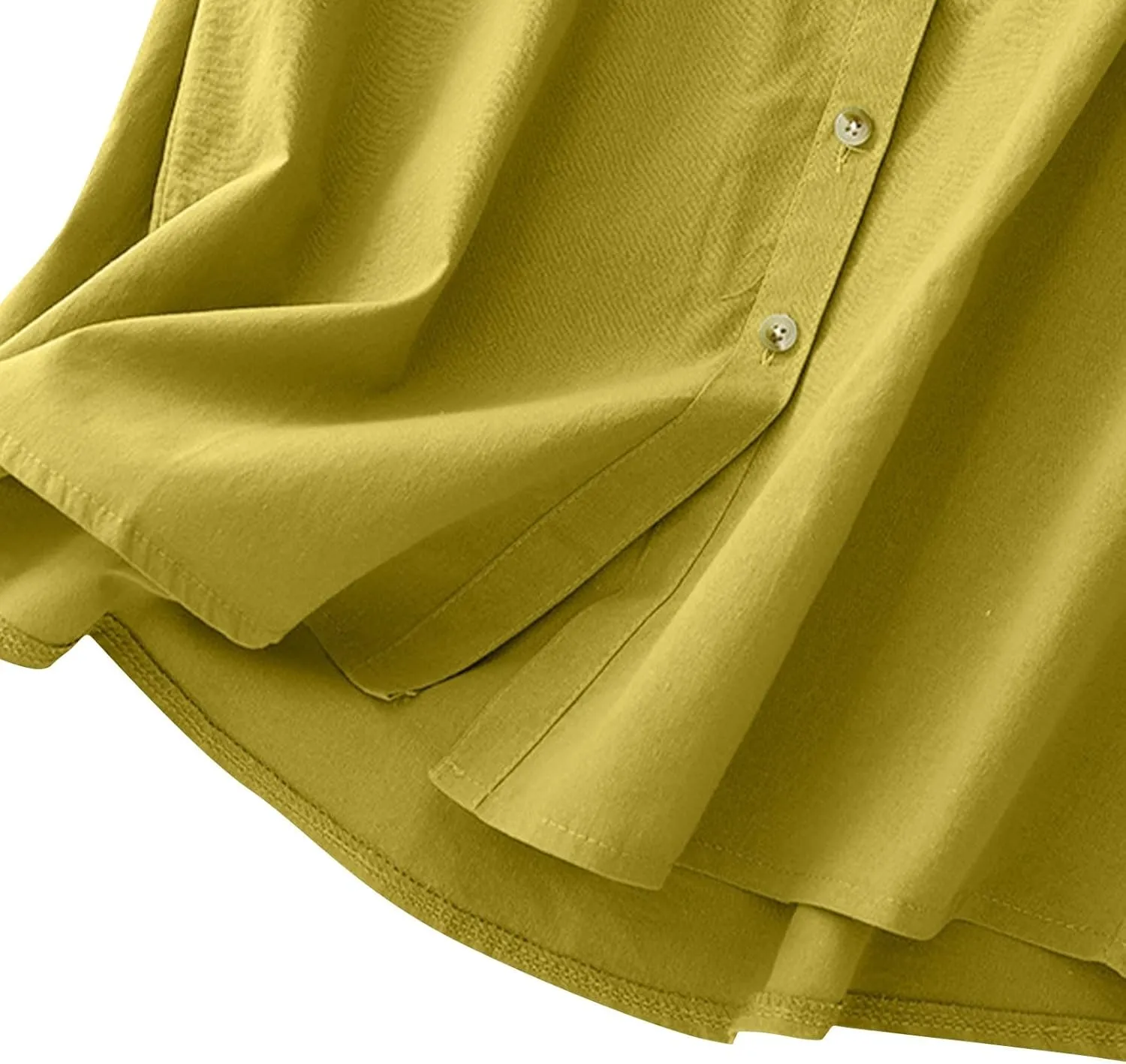 JOAU Women's Summer Button Down Cotton Linen Shirts Casual Sleeveless Frill Trim Crew Neck Cute Tank Tops Dressy Blouses