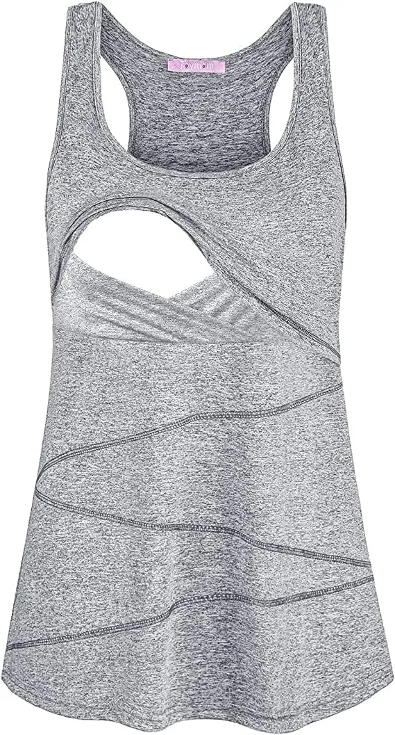 Joymom Maternity Summer Cool Sleeveless Nursing Tank Tops Breastfeeding Shirts