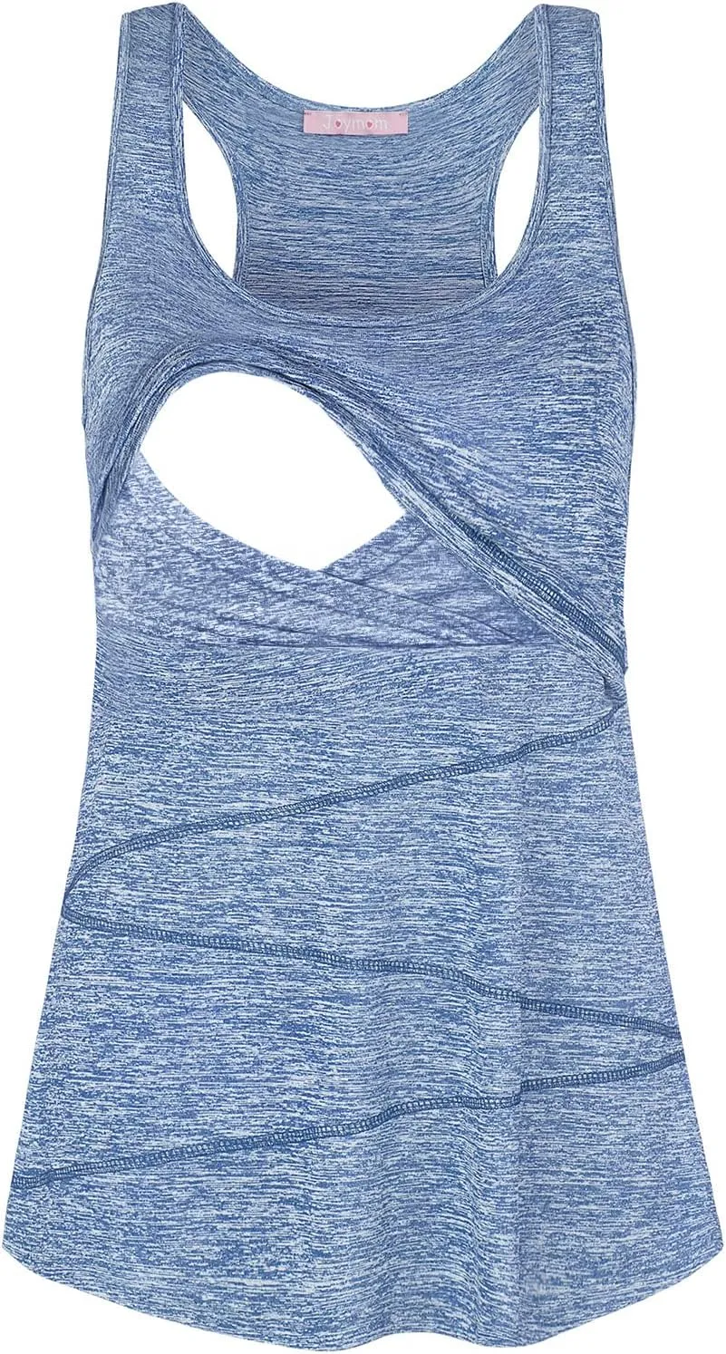 Joymom Maternity Summer Cool Sleeveless Nursing Tank Tops Breastfeeding Shirts