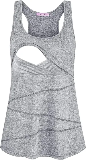 Joymom Maternity Summer Cool Sleeveless Nursing Tank Tops Breastfeeding Shirts
