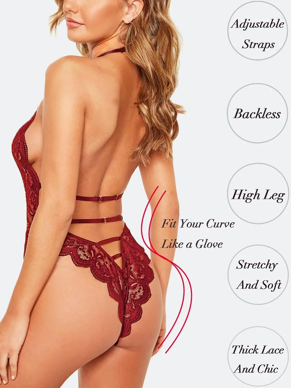 Kaei&Shi Bridal Lingerie,Sheer Floral Lace Deep Plunge Bodysuit Women,Bachelorette Gifts For Bride Wedding Boudoir Outfits