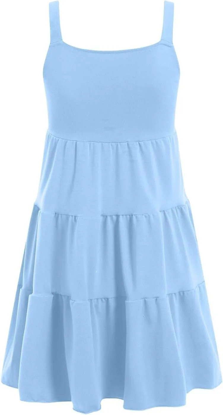 Kids Girls Toddler Girl Summer Dresses Casual Sleeveless Button Down Swing Flowy Tiered Midi undress
