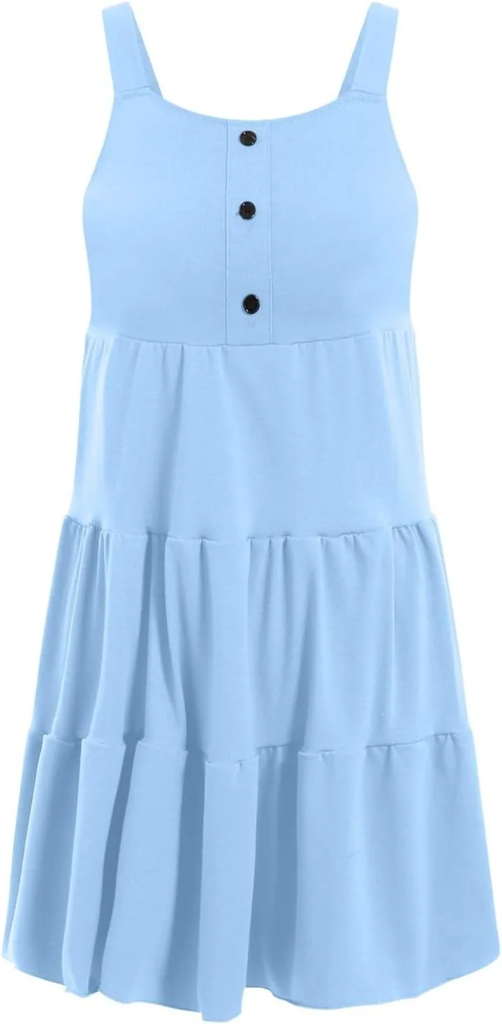 Kids Girls Toddler Girl Summer Dresses Casual Sleeveless Button Down Swing Flowy Tiered Midi undress