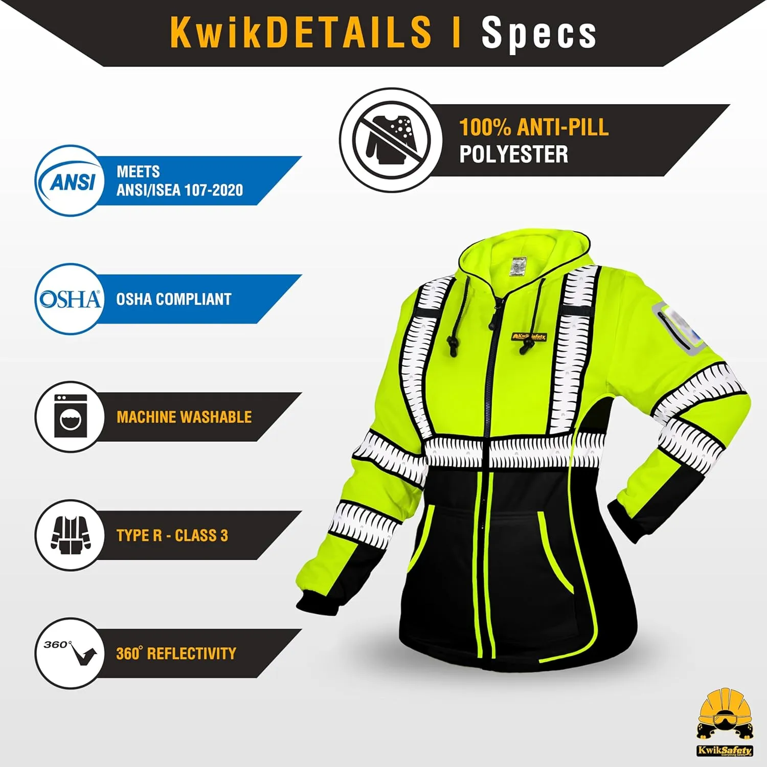 KwikSafety - Charlotte, NC - Women's Fleece Safety Hoodie | PPE Hi Vis Reflective Jackets