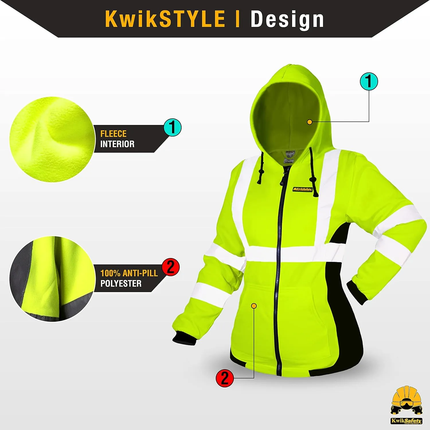 KwikSafety - Charlotte, NC - Women's Fleece Safety Hoodie | PPE Hi Vis Reflective Jackets