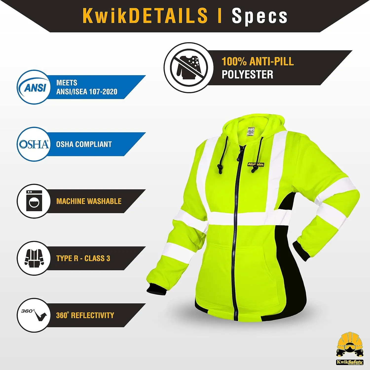 KwikSafety - Charlotte, NC - Women's Fleece Safety Hoodie | PPE Hi Vis Reflective Jackets