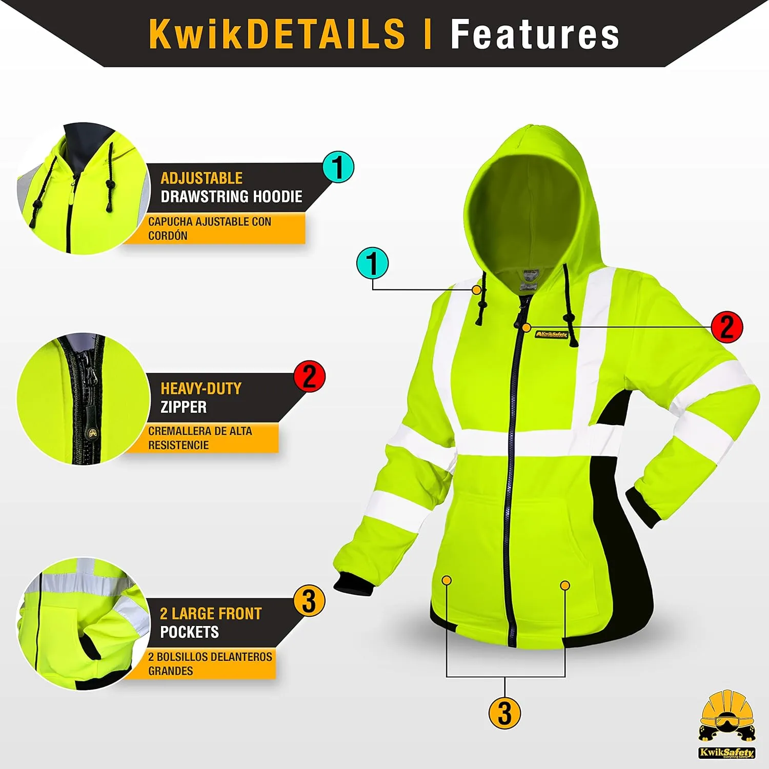 KwikSafety - Charlotte, NC - Women's Fleece Safety Hoodie | PPE Hi Vis Reflective Jackets