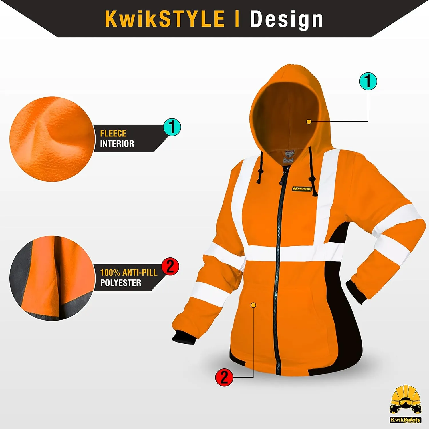 KwikSafety - Charlotte, NC - Women's Fleece Safety Hoodie | PPE Hi Vis Reflective Jackets