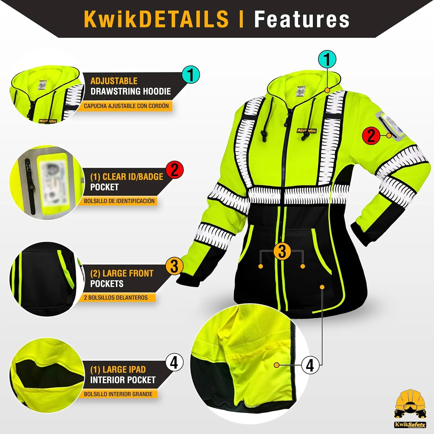 KwikSafety - Charlotte, NC - Women's Fleece Safety Hoodie | PPE Hi Vis Reflective Jackets