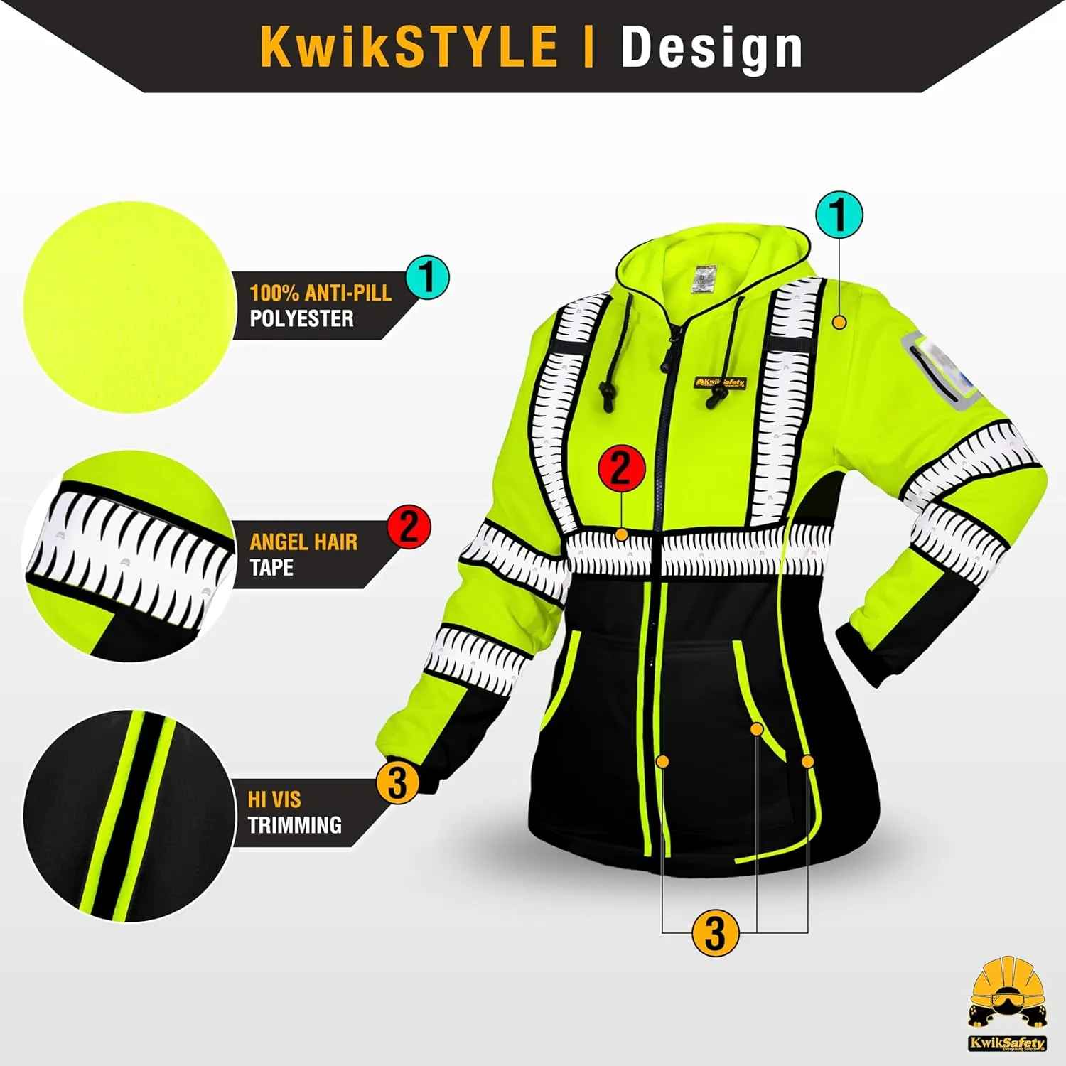 KwikSafety - Charlotte, NC - Women's Fleece Safety Hoodie | PPE Hi Vis Reflective Jackets
