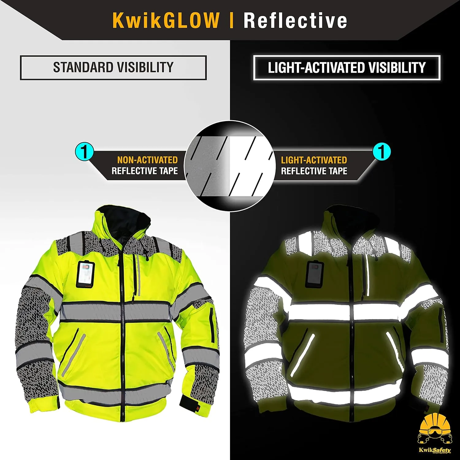 KwikSafety Reflective Jackets | Men's Insulated Hi Vis Work Bombers | Yellow, Orange, Multicolor