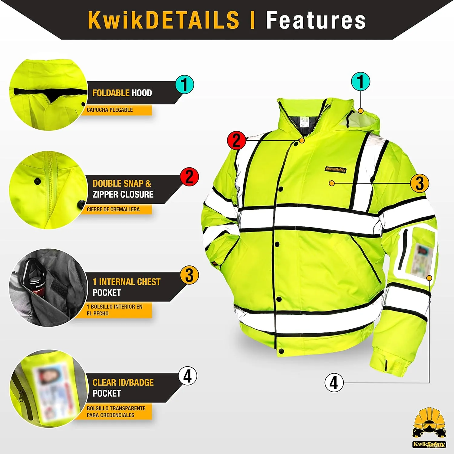 KwikSafety Reflective Jackets | Men's Insulated Hi Vis Work Bombers | Yellow, Orange, Multicolor
