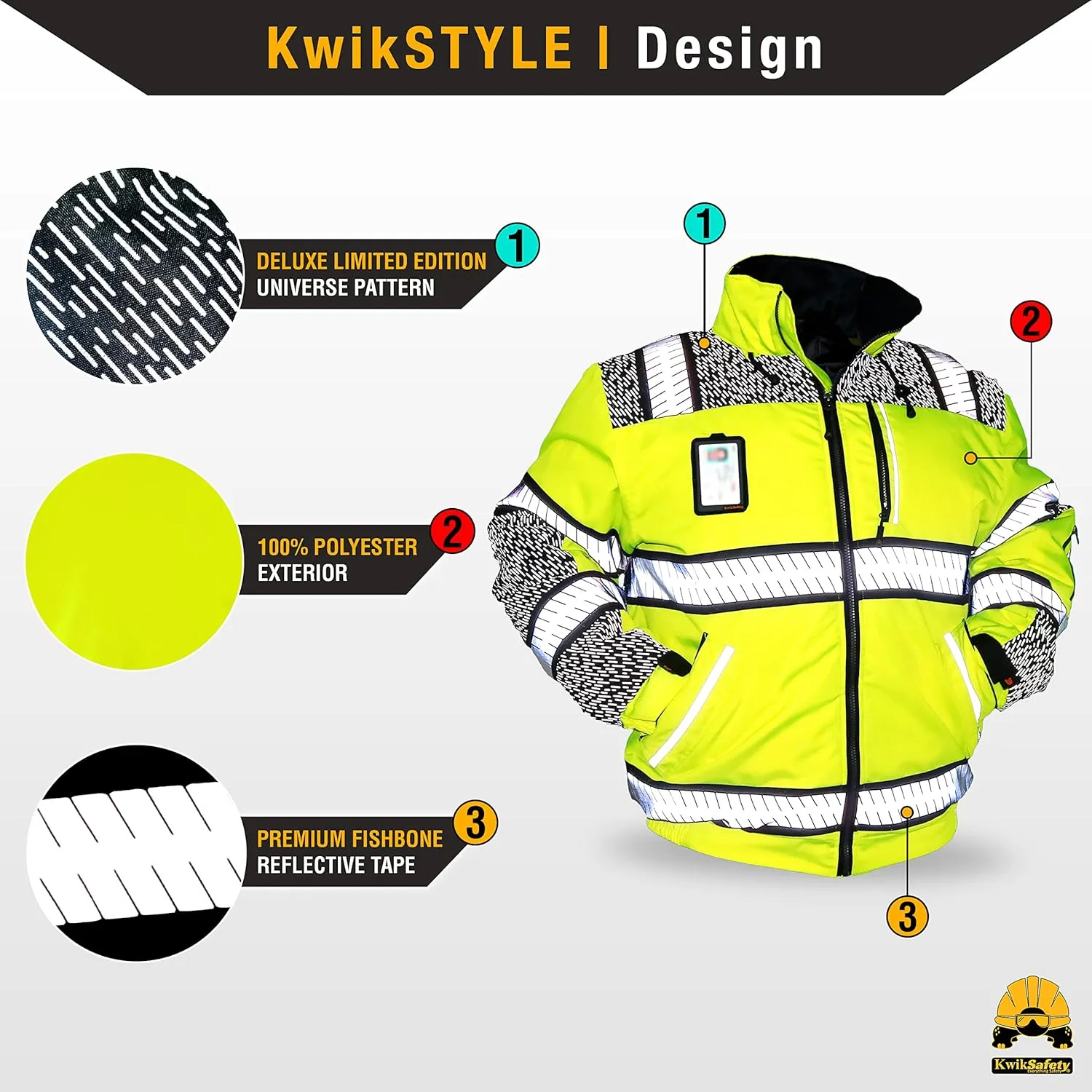 KwikSafety Reflective Jackets | Men's Insulated Hi Vis Work Bombers | Yellow, Orange, Multicolor