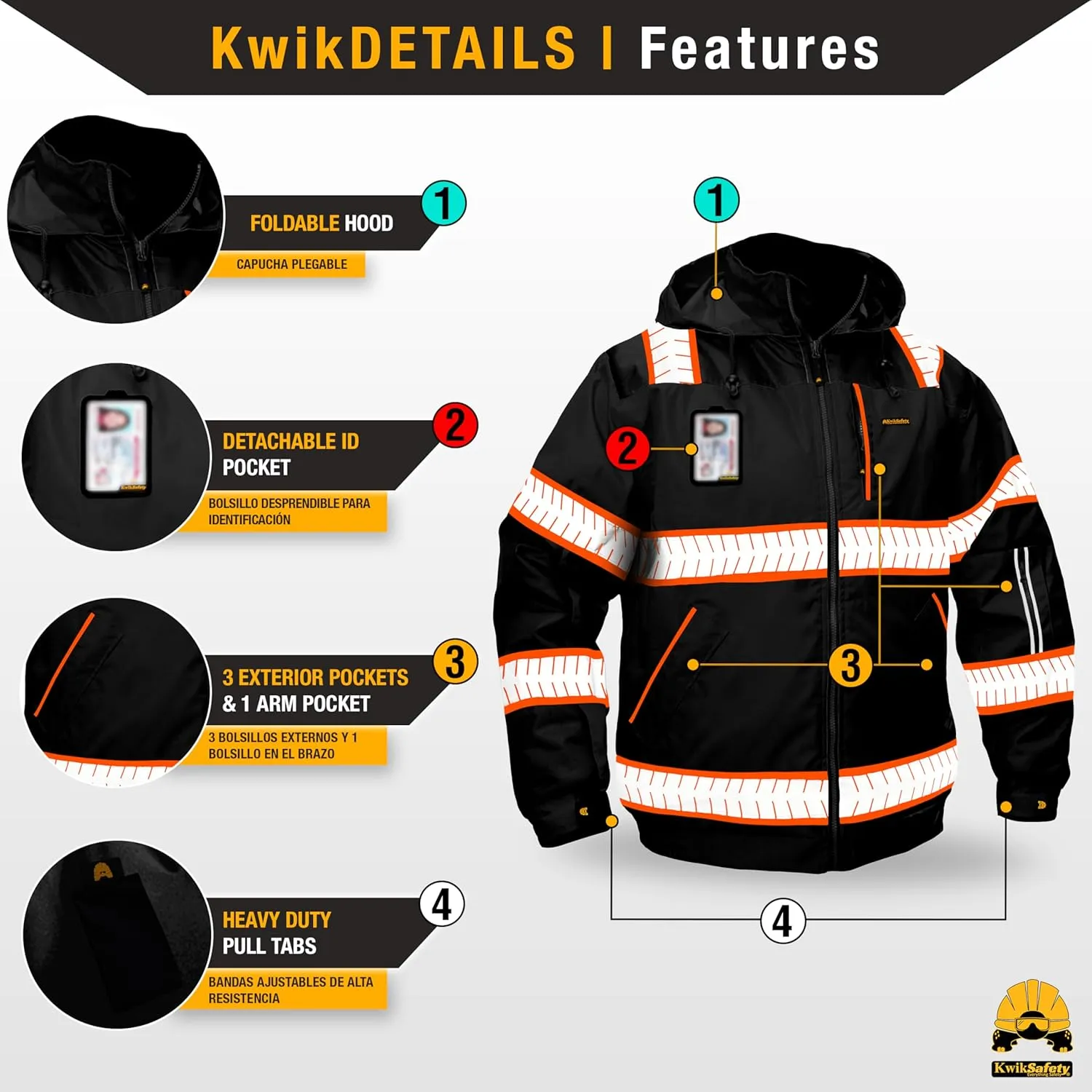 KwikSafety Reflective Jackets | Men's Insulated Hi Vis Work Bombers | Yellow, Orange, Multicolor