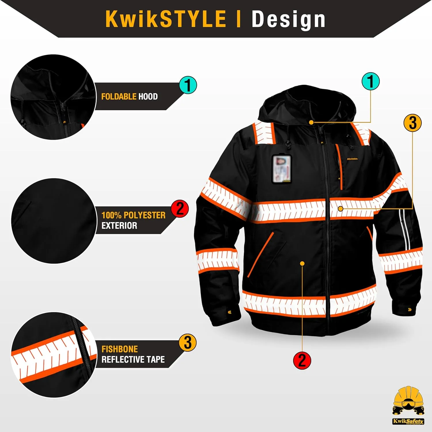 KwikSafety Reflective Jackets | Men's Insulated Hi Vis Work Bombers | Yellow, Orange, Multicolor